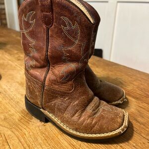 Old West Tan Leather Cowboy Boots